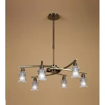 Alaska Pendant Convertible To Semi Flush 6 Light L1 SGU10, Antique Brass, CFL Lamps INCLUDED