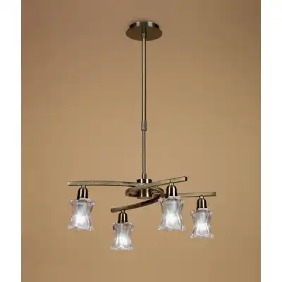 Alaska Pendant Convertible To Semi Flush 4 Light L1 SGU10, Antique Brass, CFL Lamps INCLUDED