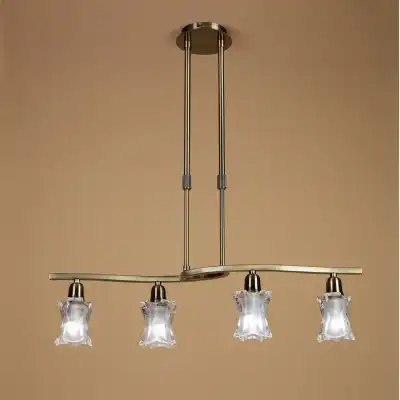 Alaska Telescopic 4 Light L1, SGU10 Bar, Antique Brass, CFL Lamps INCLUDED