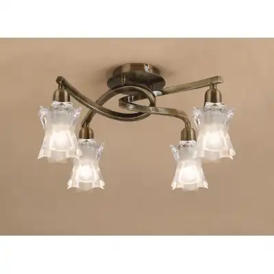 Alaska Ceiling 4 Light L1 SGU10, Antique Brass, CFL Lamps INCLUDED