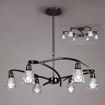 Amel Telescopic Convertible To Semi Flush 6 Light L1 SGU10, Black Chrome, CFL Lamps INCLUDED