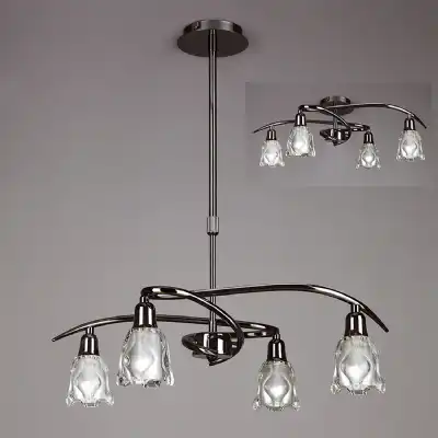 Amel Telescopic Convertible To Semi Flush 4 Light L1 SGU10, Black Chrome, CFL Lamps INCLUDED