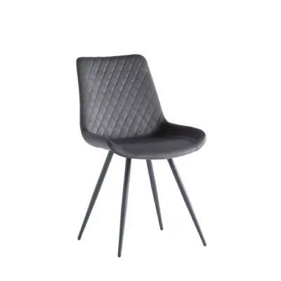 Grey Velvet Curved Back Dining Chair Metal Legs