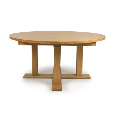 Large Natural Oak Extending Round Oval Dining Table 160 to 210cm