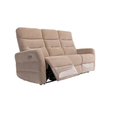Mink Herringbone Fabric 3 Seater Electric Recliner Sofa
