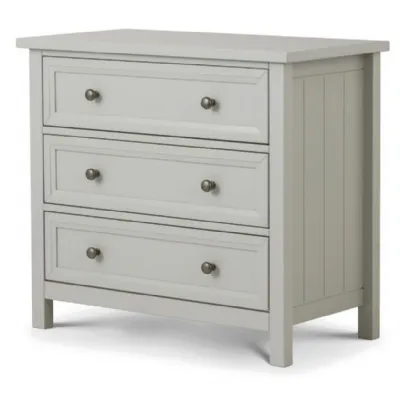 Grey 3 Drawer Chest with Chamfered Edges and Pewter Handles