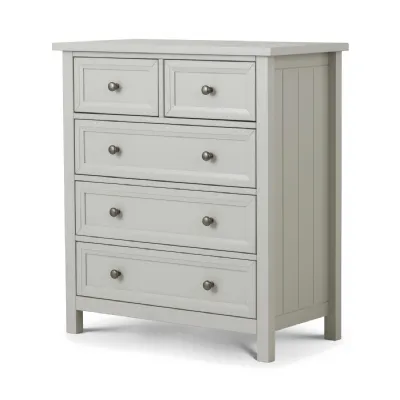 Traditional Grey Wooden 2 Over 3 Drawer Chest with Pewter Handles