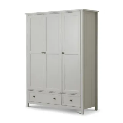 Grey 3 Door 2 Drawer Combination Wardrobe with Panelled Detailing