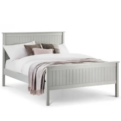 Grey Painted 4ft6 Double Wooden Bed Frame with High Headboard and Slatted Base