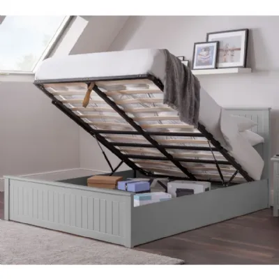 Grey Painted 135cm 4ft6 Double Ottoman Bed with Lift Up Storage