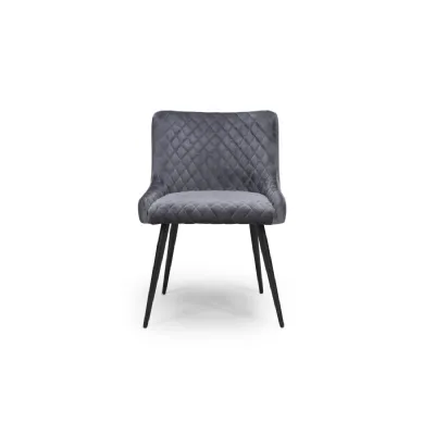 Grey Quilted Fabric Tub Style Dining Chair Black Legs
