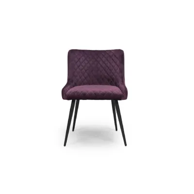 Mulberry Plum Purple Quilted Fabric Dining Chair Black Legs