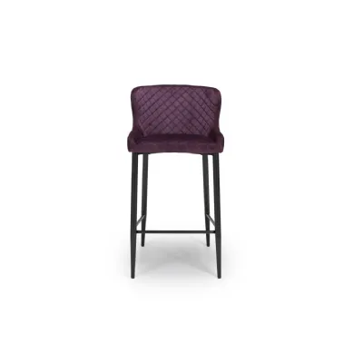 Mulberry Purple Quilted Fabric Upholstered Bar Stool