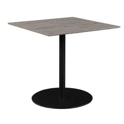 Modern Grey Finish Small Dining Table Round Metal Base
