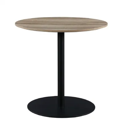 Oak Scratch Resistant Small Round Dining Table Black Base