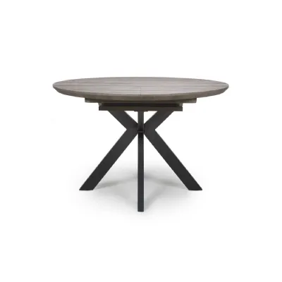 Grey Oak Top Round Extending Dining Table 120 to 160cm