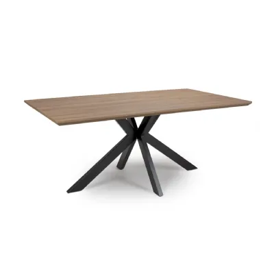 Light Walnut Large 180cm Dining Table Black Cross Metal Base