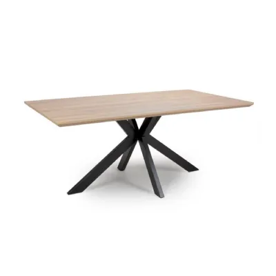 Resistant Oak Top Large Rectangular Dining Table Black Legs