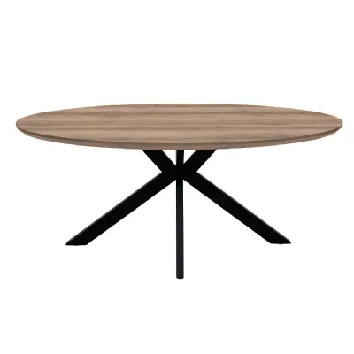 Walnut Large 180cm Oval Dining Table with Black Cross Legs