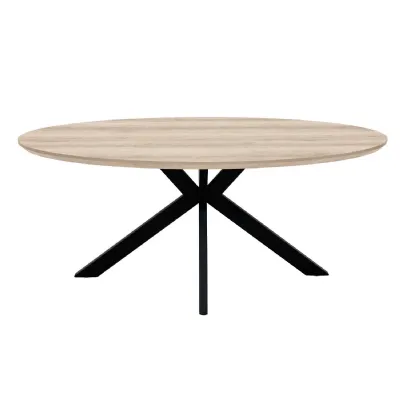 Oak Top Scratch Heat and Stain Resistant Oval Dining Table
