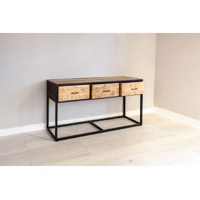 Natural Mango Wood 2 Drawer Large Console Table