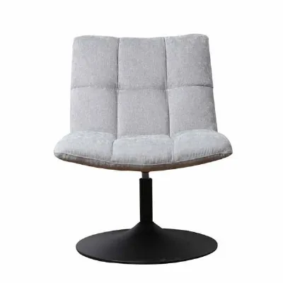 Modern Grey Chenille Swivel Accent Chair with Black Steel Base