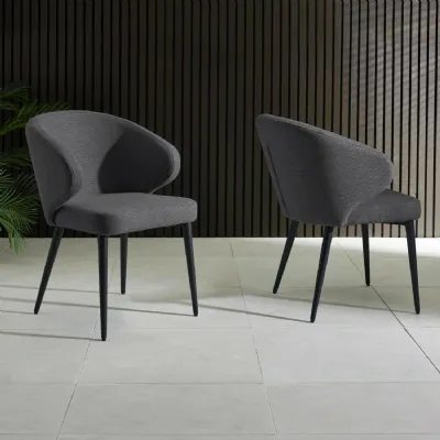 Set of 2 Marcus Mid Grey Fabric Dining Chairs