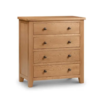 Oak Large 4 Drawer Chest with Waxed Finish and Dovetail Joints