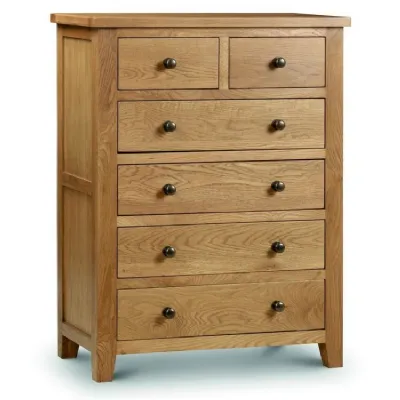 Modern Waxed Oak 2 Over 4 Drawer Chest with Dovetail Joints