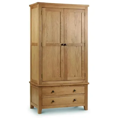 Modern Waxed Oak 2 Door 2 Drawer Combination Wardrobe