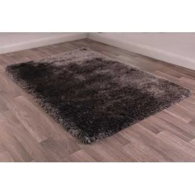 Mayfair Plain Grey Modern Style Polyester Shaggy Rug 120 x 170cm