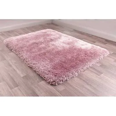 Mayfair Plain Blush Pink Modern Style Polyester Shaggy Rug 120 x 170cm