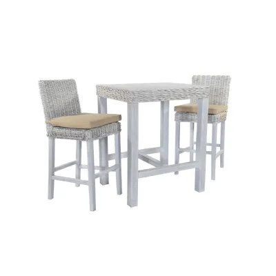 Maya White Wash Rattan Bar Table