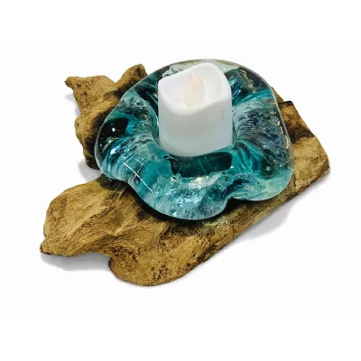 Root With Glass Candle Holder Single