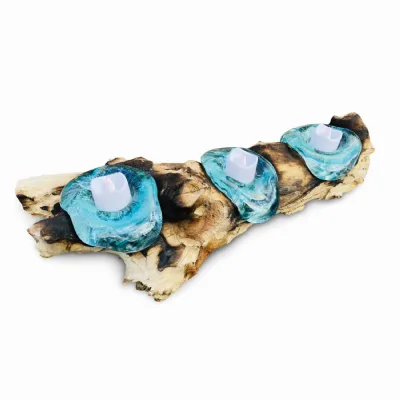 Root With Glass Candle Holder Triple
