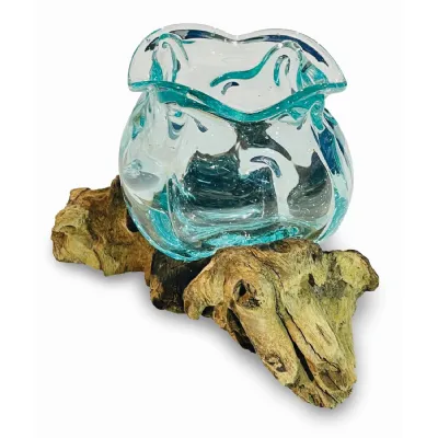 Root With Molten Crinkle Glass Bowl Small