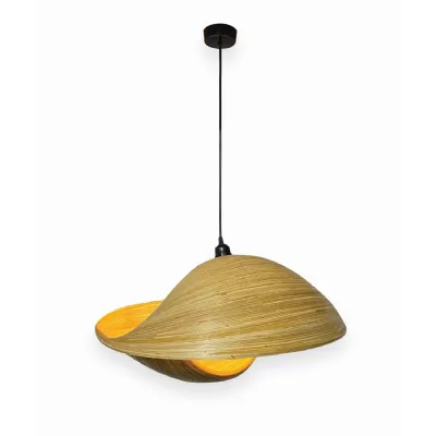 Double Sea Shell Lampshade Bamboo Pendant Light