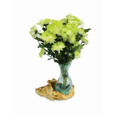 Driftwood With Crinkle Molten Glass Vase 25cm