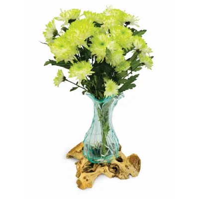 Driftwood With Crinkle Molten Glass Vase 33cm