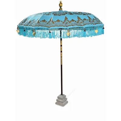 Sun Parasol Sky Blue and Gold Garden Umbrella