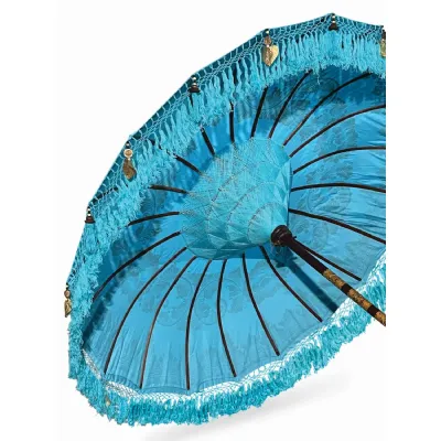 Sun Parasol Sky Blue and Gold Outdoor Umbrella