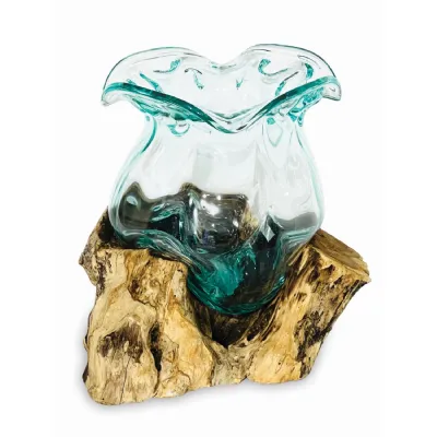 Root With Molten Crinkle Glass Bowl Medium