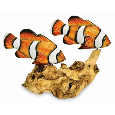 2 Nemo Clownfish On Driftwood (please Order In Multiples Of 2)