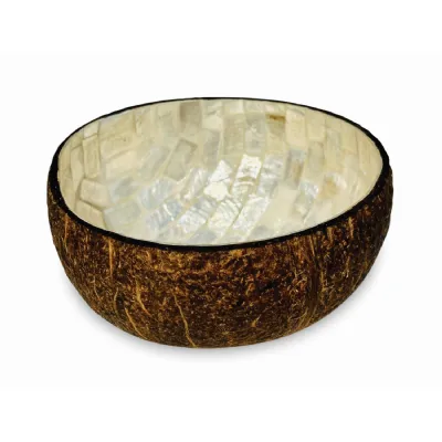 Natural Coconut Bowl With Pearl Inlay