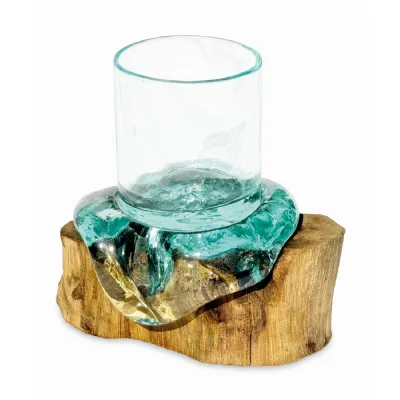 Round Molten Glass Candle Tumbler (for Led Candles Up To 6cm Diameter)