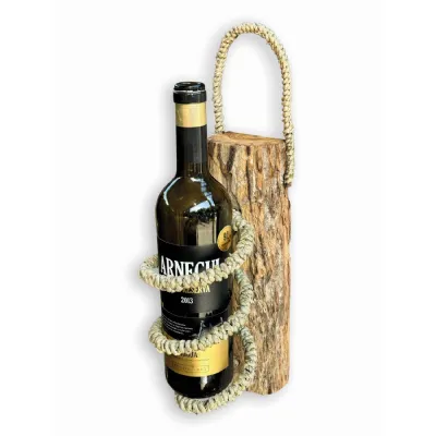 Driftwood And Rope Wine Holder Wall Hanging