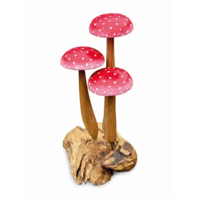 Fly Agaric Red white 3 Mushroom Sculpture 16cm