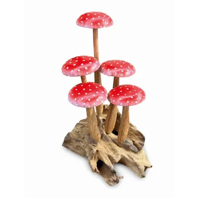 Fly Agaric Red white 5 Mushroom Sculpture 16cm