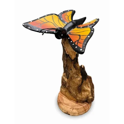 Single Monarch Butterfly On Driftwood H12cm
