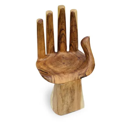 Natural Suar Wood Hand Chair Sculpture